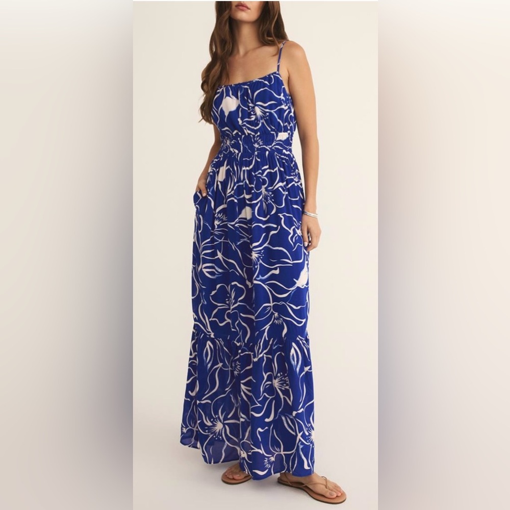 Z Supply Blue and White Floral Maxi Dress